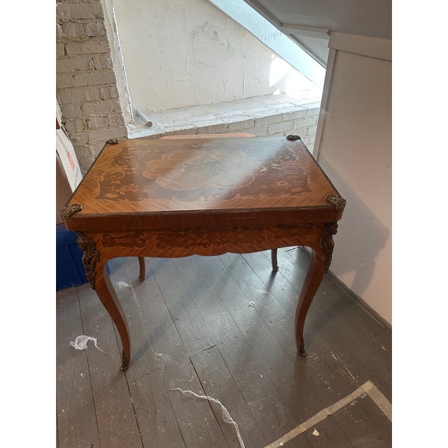 1930s French Inlaid Wood Game Table For Sale In Chicago - Image 6 of 7