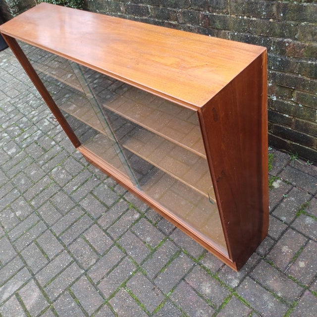 Mid-Century Classic Wood Glazed Display Bookcase with Thick Glass Doors, 1950s For Sale - Image 11 of 12