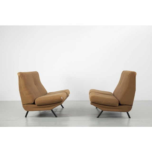 Goldenrod Two-Seater Triennale Sofas by Marco Zanuso for Arflex, 1950, Set of 2 For Sale - Image 8 of 18