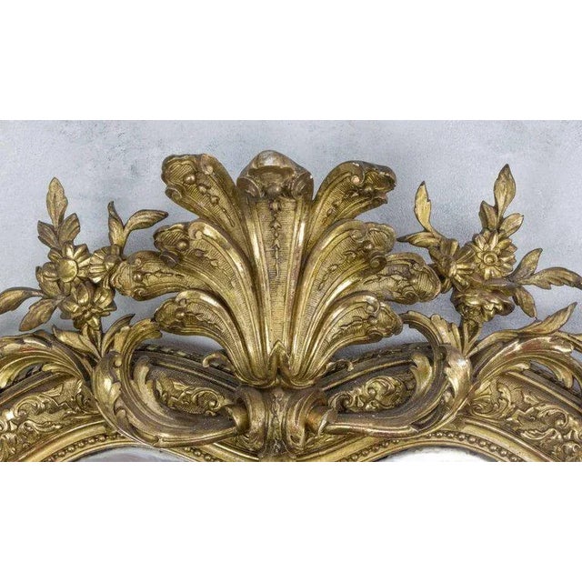 Large 19th Century French Baroque Style Carved Giltwood Beveled Mirror For Sale - Image 10 of 11