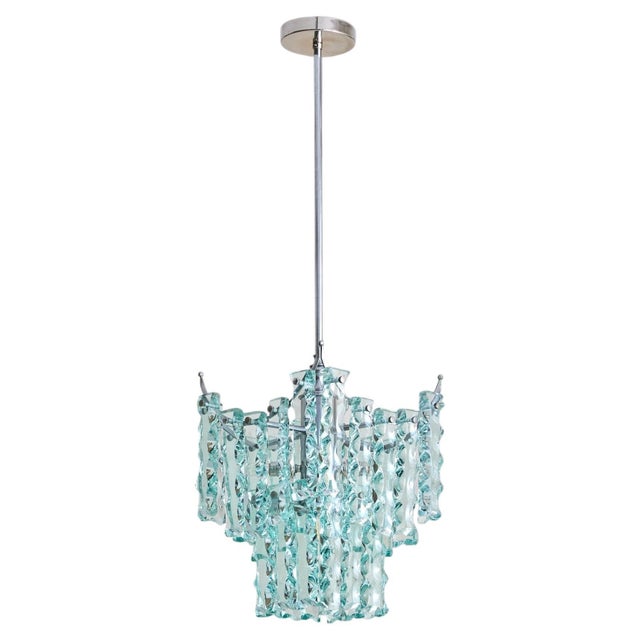 Transparent Italian Glass + Chrome Pendant, 1970s For Sale - Image 8 of 12
