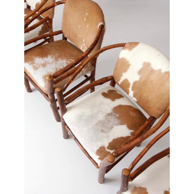 Vintage Old Hickory Hair on Hide Armchairs Set 4 For Sale - Image 14 of 18