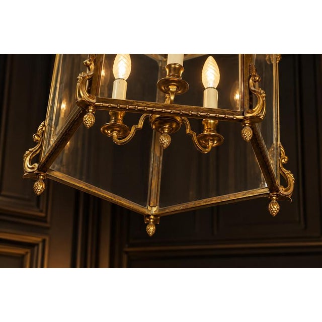 19th Century Louis XV Style Hexagonal Gilt Bronze Hall Lantern, 1800 For Sale - Image 5 of 11