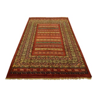 Gabbeh Rug 6’11” X 9’7” Red Wool Vintage Tribal Hand-Knotted Oriental Carpet For Sale