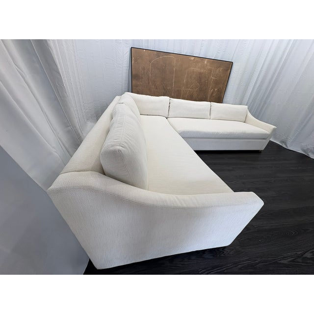 Rh Belgian Classic Slope Arm Bench-Cushion L-Sectional | Down | Perennials® Performance Textured Two-Tone Linen – Natural For Sale - Image 14 of 18