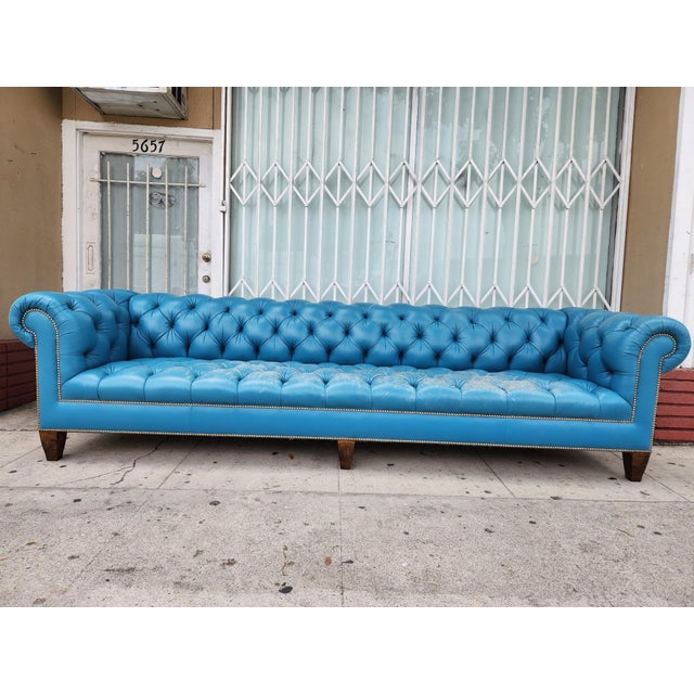 1960's Blue Chesterfield Sofa For Sale - Image 10 of 12