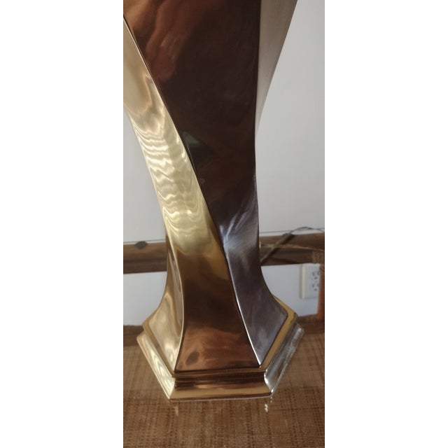 Pair of Morris Greenspan Brass Spiral Twist Table Lamps. I loved these lamps until changed living room style/decor.