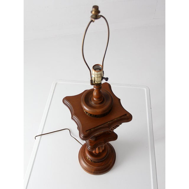 Vintage Mediterranean Revival Amber Glass Table Lamp For Sale - Image 4 of 14