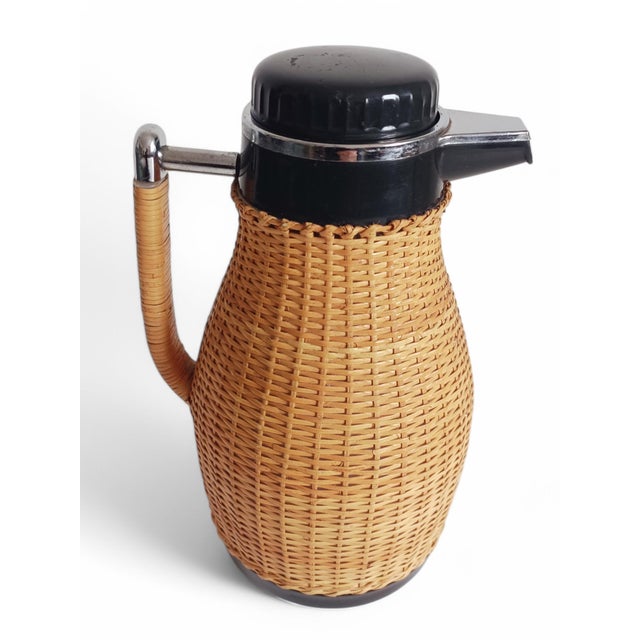 1960s Mid-Century Wicker Lined Thermos Pitcher, Sweden, 1960s For Sale - Image 5 of 11