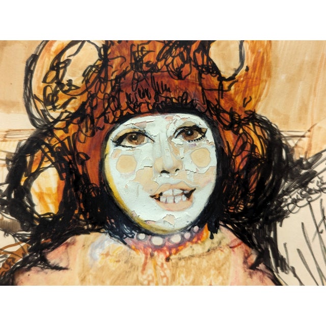 Charles Pebworth Modern Abstract Neutral Tone Figurative Drawing of a Woman with Wings, Late 20th Century For Sale - Image 11 of 11