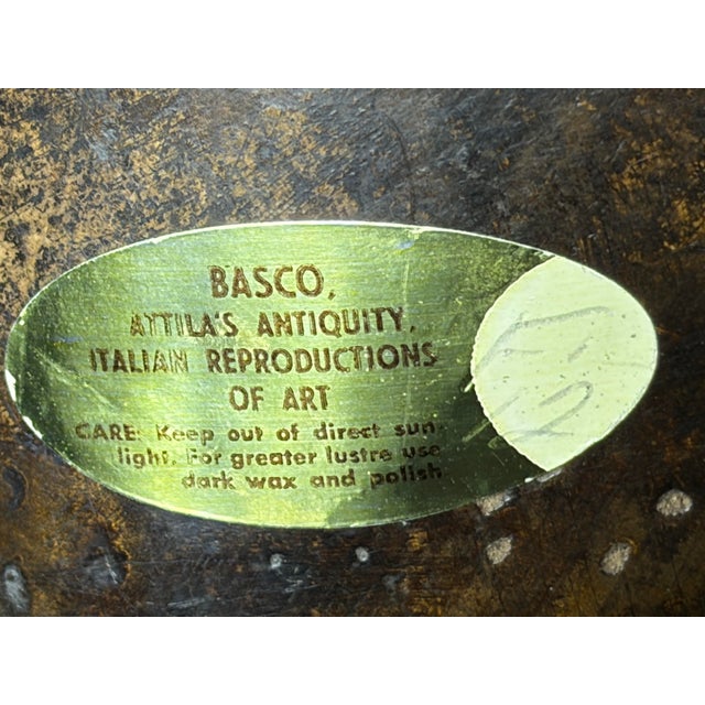 24" Mid-Century Italian Basco "Attila's Antiquity" Patinated Chalkware Bust of Apollo Belvedere For Sale - Image 11 of 11