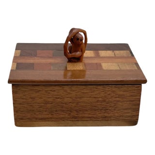 Ooak/ Small, Monkey/ Parquet Trinket Box For Sale