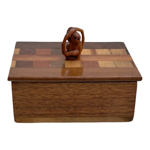Ooak/ Small, Monkey/ Parquet Trinket Box For Sale