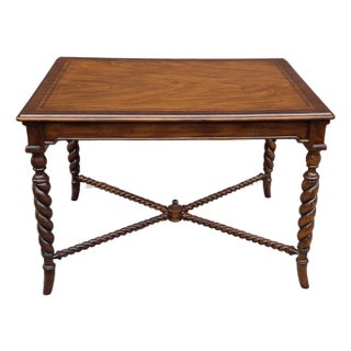 Late 20th Century Maitland-Smith Banded Mahogany Barley Twist Legs Side Table For Sale