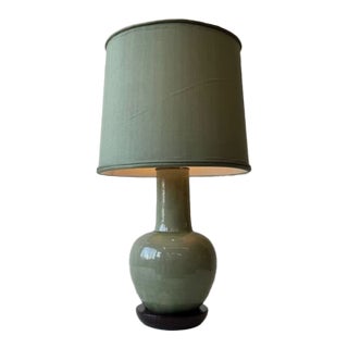 1950's Celadon Ceramic Table Lamp For Sale