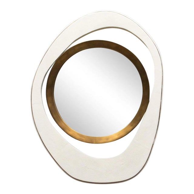 Modern Mirror in Cream Shagreen by R&y Augousti For Sale