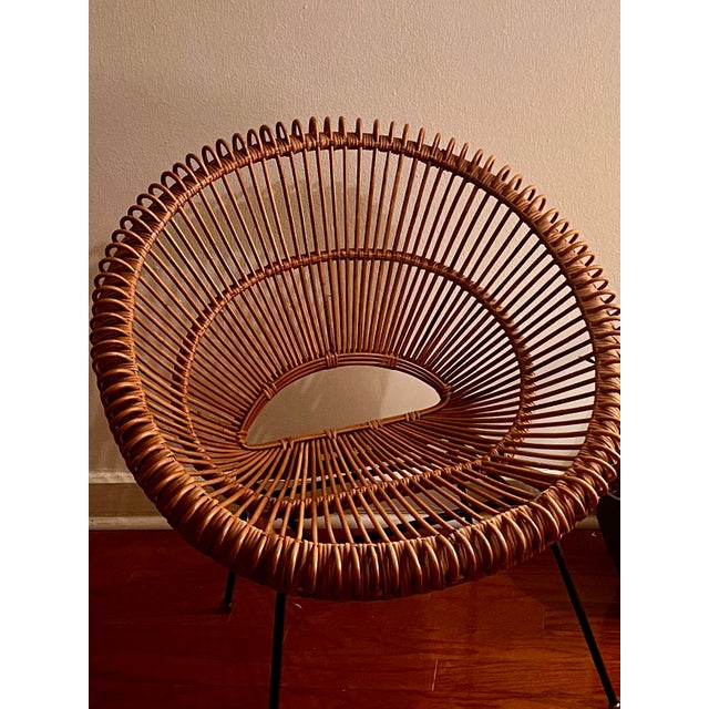 1960s 1960s Mid Century Bent Rattan Saucer Sunburst Accent Chair by California Asia For Sale - Image 5 of 12