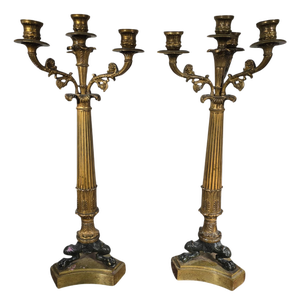 Antique French Chased Gilt Bronze Candleholder, 1870