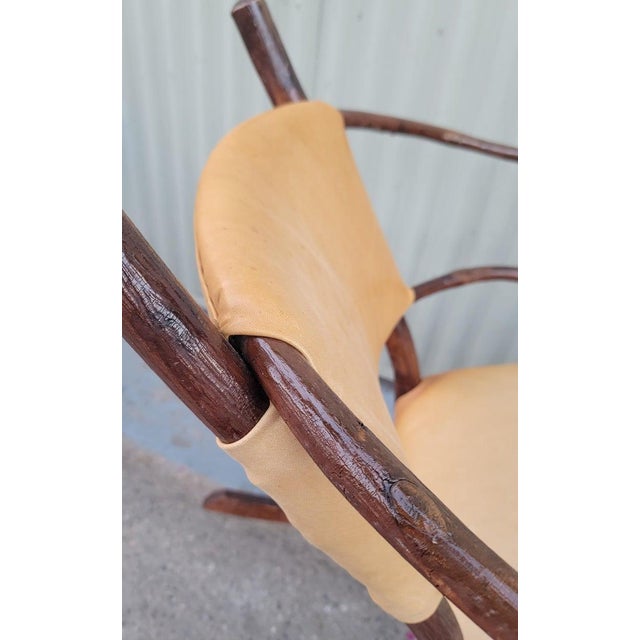 Animal Skin 1930's Old Hickory Barrel Back Rocking Chair For Sale - Image 7 of 9