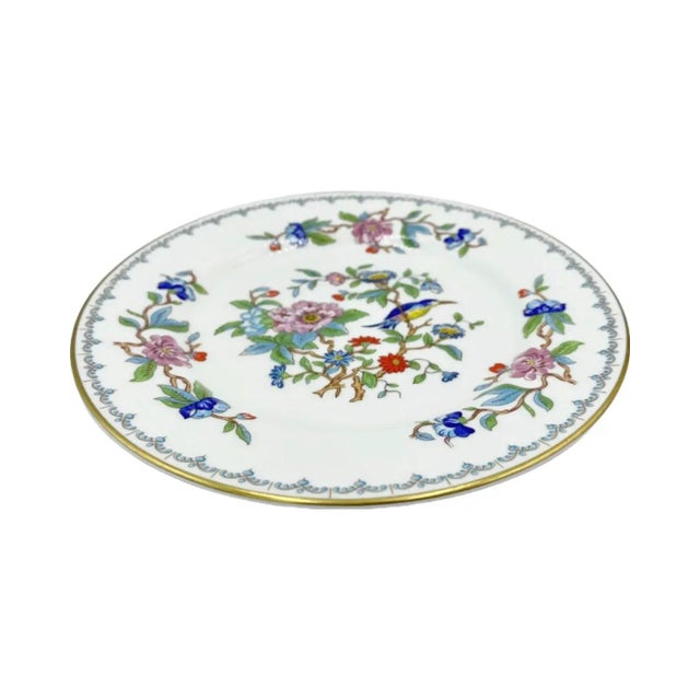 English 1980s Aynsley Pembroke Floral & Bird Bread & Butter Plate For Sale - Image 3 of 12