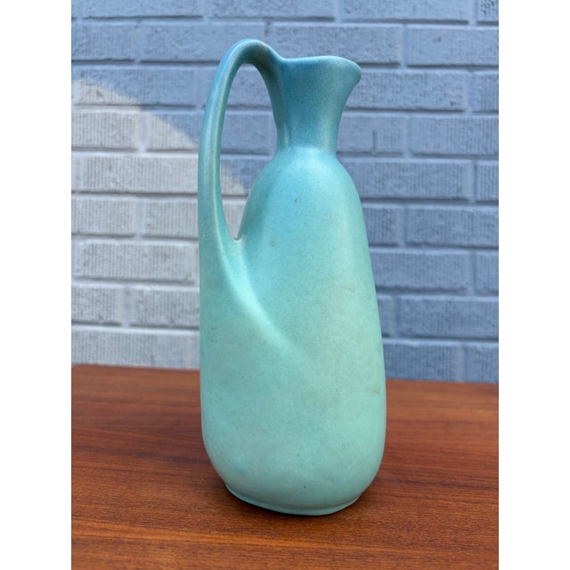Van Briggle Van Briggle Pottery Matte Turquoise Ewer Pitcher, Colorado Springs For Sale - Image 4 of 9