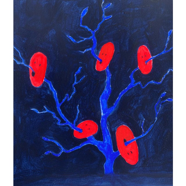 Waleria Matelska, Red Masks, 2024, Acrylic on Paper For Sale - Image 4 of 7