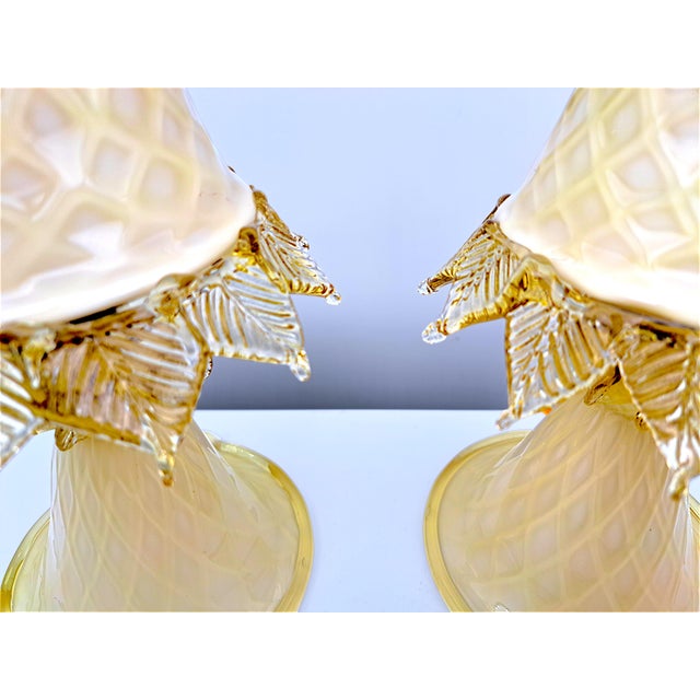 Murano Opaline Glass Lampshades from Manifattura Di Murano, 1980s, Set of 2 For Sale - Image 6 of 8