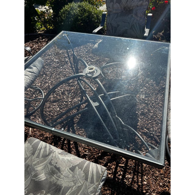 Vintage Homecrest Liberty Garden Collection Square Table & 4 Swivel Rocking Armchairs With Original Cushions For Sale - Image 11 of 13