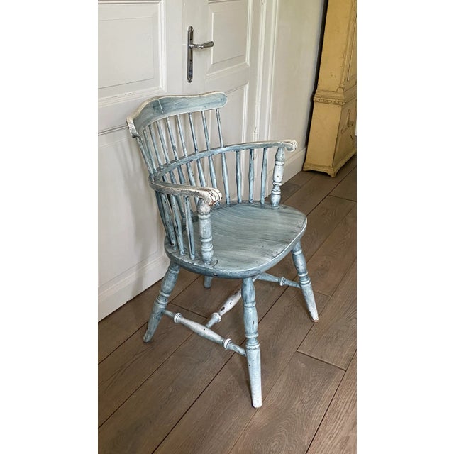 Blue Armchair, Denmark, 1920s For Sale - Image 9 of 10