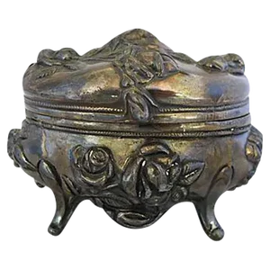 Art Nouveau Silverplate Footed Rose Jewelry Box