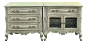 Vintage Daniel Jones Nyc Painted French Oversized Nightstands - A Pair