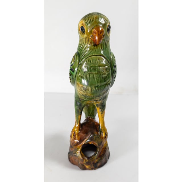 Mid 20th Century 20th Century Chinese Chinoiserie Tang Style Pottery Parrot Figure in Sancai Glaze For Sale - Image 5 of 11