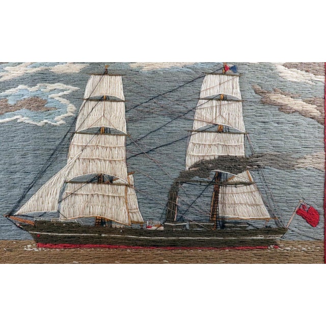 Victorian English Sailor's Woolwork of a Merchant Navy Steam-Auxiliary Square-Rigged Brig For Sale - Image 3 of 11