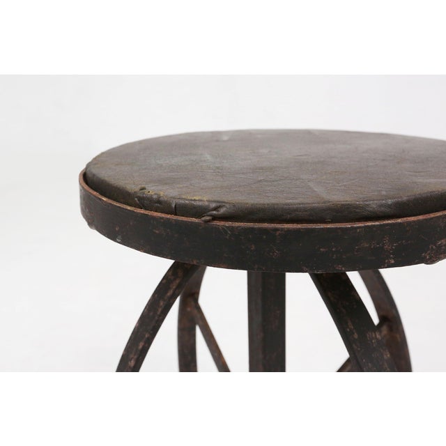 1920s Industrial Black Metal Stool with Frame, France, 1920s For Sale - Image 5 of 15