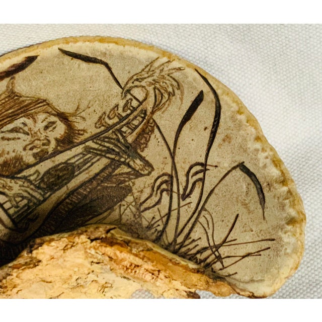 1960s Mid-Century Etched Folk Art Artist's Conk Mushroom For Sale - Image 5 of 17