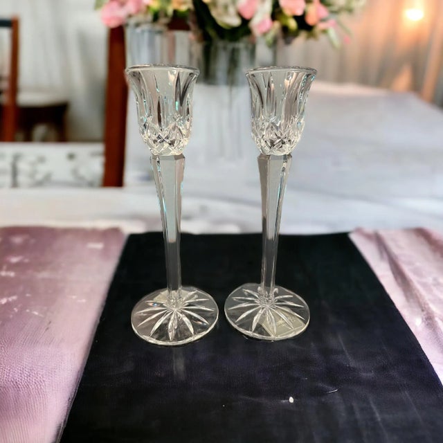 Gorham Gorham Lady Anne Crystal Candlesticks- A Pair For Sale - Image 4 of 8