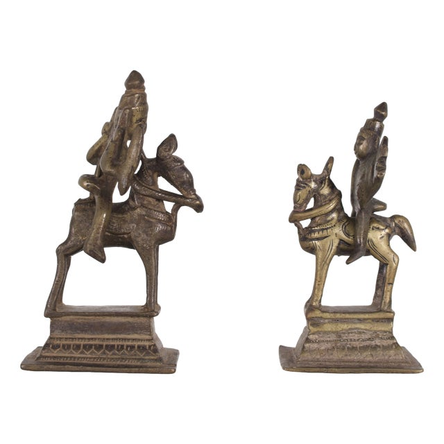 19th Century Brass Sculptures, India, Set of 2 For Sale