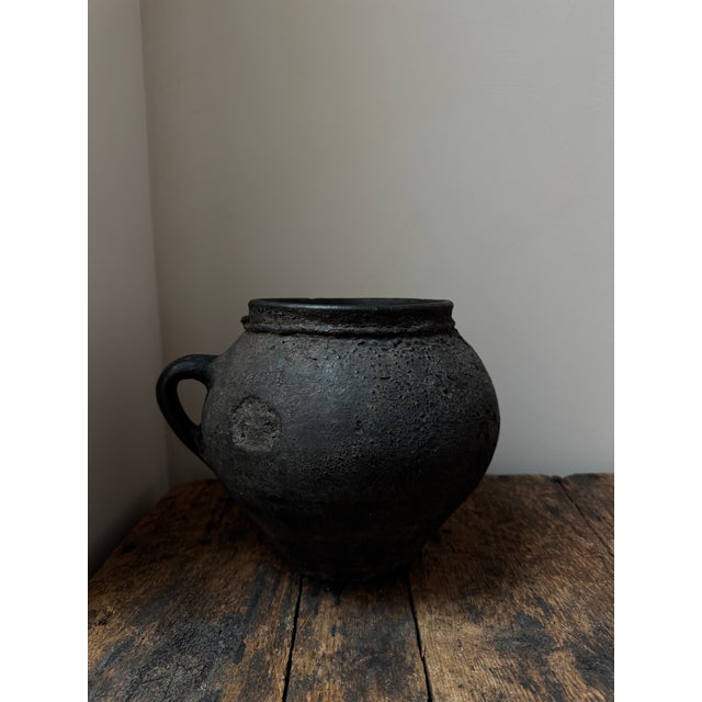 Rustic European 19th Century Primitive Clay Vessel With Handle For Sale - Image 3 of 11