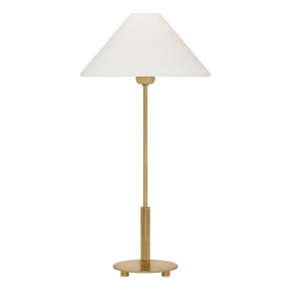 J. Randall Powers by Visual Comfort Signature Hackney 24" Cordless Buffet Lamp in Hand-Rubbed Antique Brass with Linen Shade For Sale