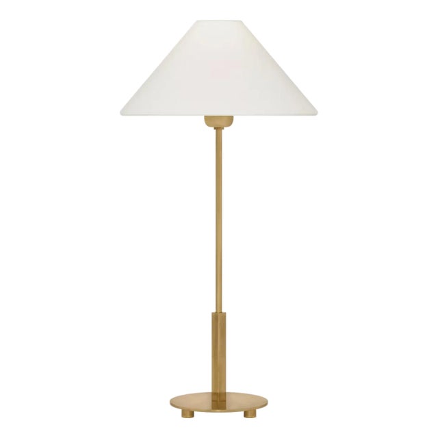 J. Randall Powers by Visual Comfort Signature Hackney 24" Cordless Buffet Lamp in Hand-Rubbed Antique Brass with Linen Shade For Sale