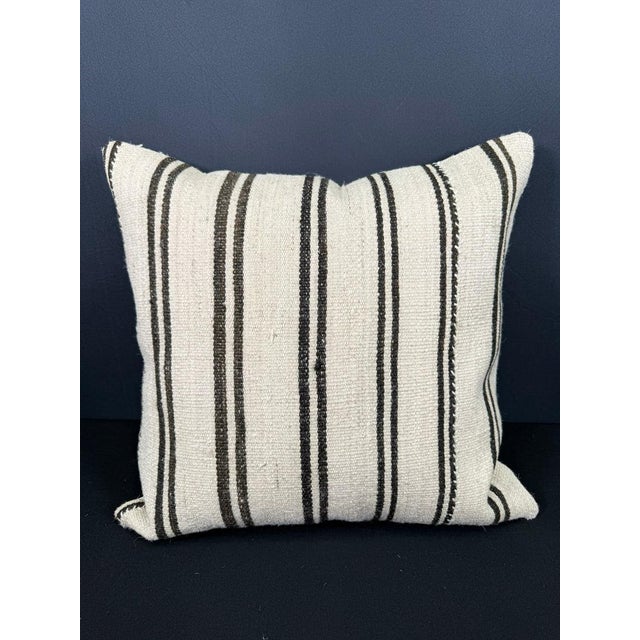 Turkish Hemp Pillow Cushion Natural Beige Black Pillow Cushion Cover 20x20 For Sale - Image 4 of 4