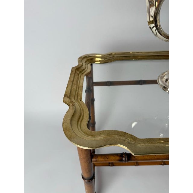 Hollywood Regency Hand-Crafted Tray Table in Brass and Faux Bamboo, 1960s For Sale - Image 4 of 17