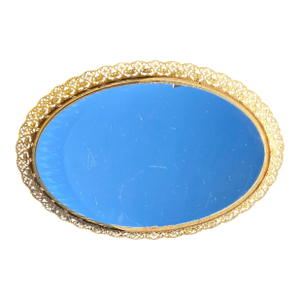 1960s Hollywood Regency Reticulated Brass Plateau