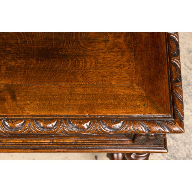 Late 19th Century French Henry II Carved Oak Writing Table For Sale - Image 4 of 18