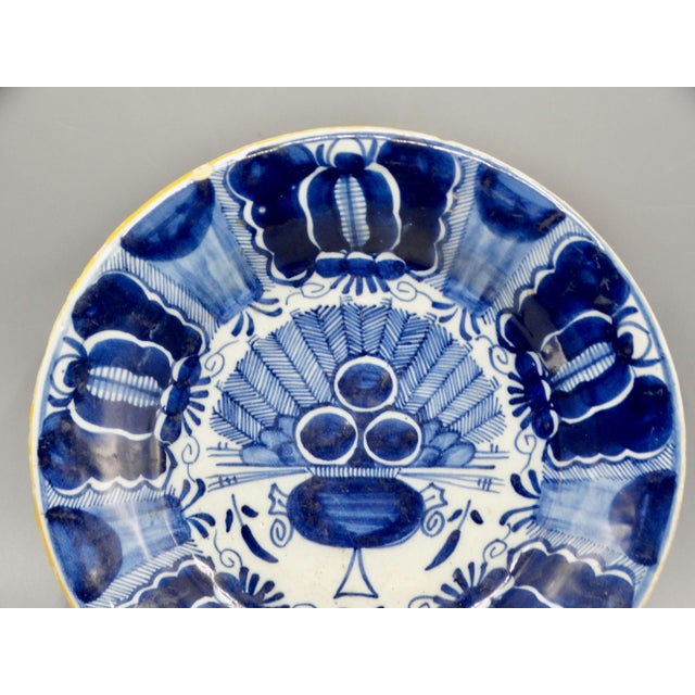Mid-Century Modern 18th-Century Delft Peacock Plate Three Bells Maker's Mark For Sale - Image 3 of 10