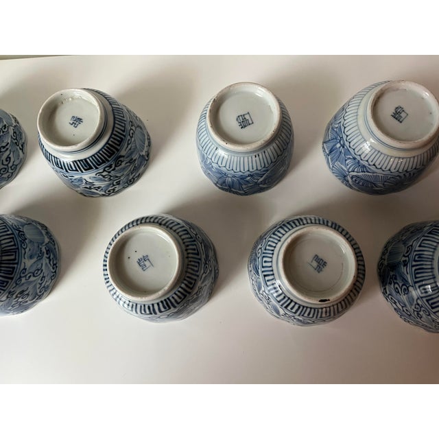 Antique Japanese Blue and White Teacups - Set/Collection of 12 - For Sale - Image 9 of 18