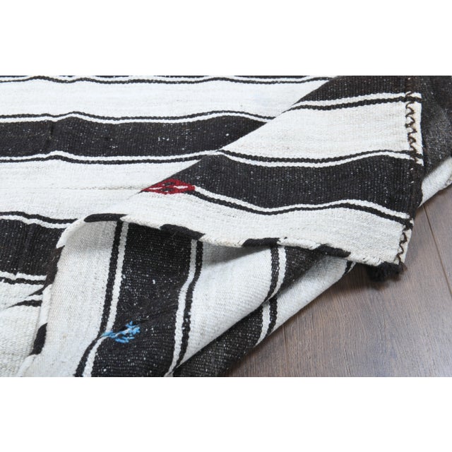 Vintage Turkish Oushak Handmade Cotton White Wool Kilim Area Rug For Sale - Image 10 of 11