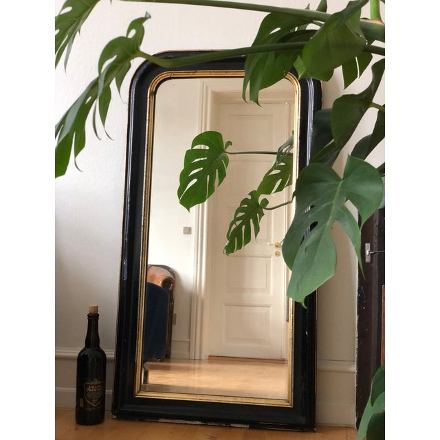 Large Antique French Louis Philippe Full Length Mirror – Black and Gold, Late 19th Century For Sale - Image 6 of 11