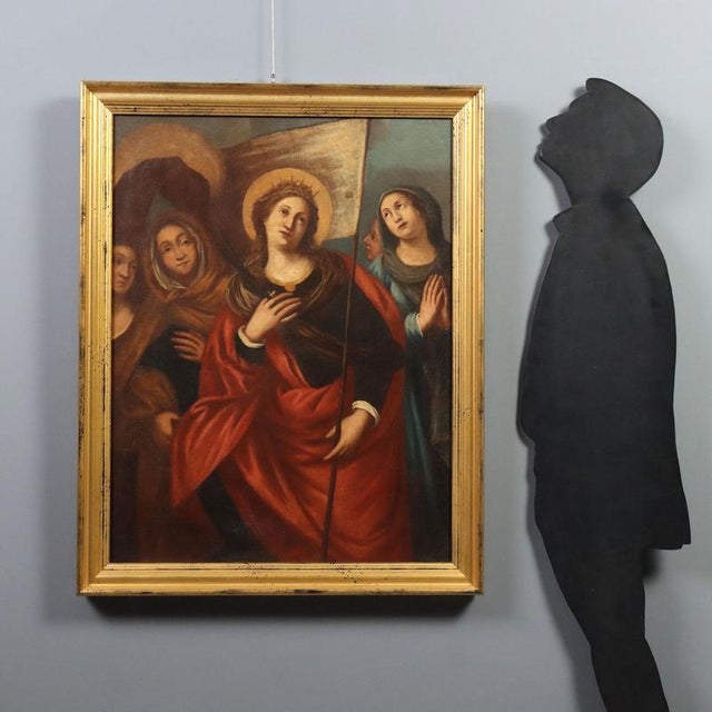 Oil on canvas. Portrait of a saintly martyr and queen, as indicated by the crown on her head and the palm of martyrdom,...
