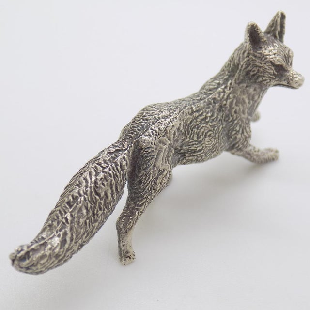Metal Vintage Italian Handmade Genuine Silver Hunting Fox Figurine, 1960s For Sale - Image 7 of 13